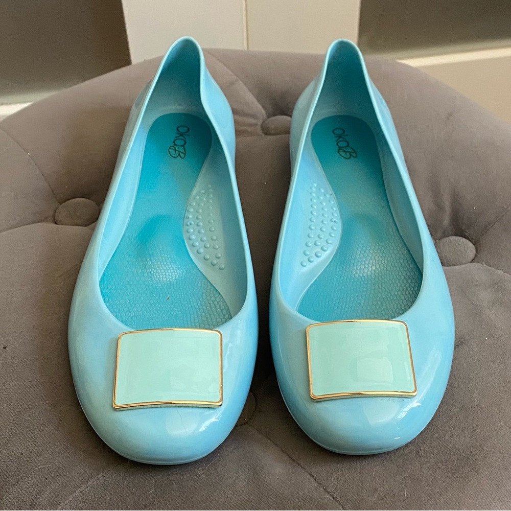 OKA b  Ballet Flat - aqua blue - size 6 - bio-based plastic
